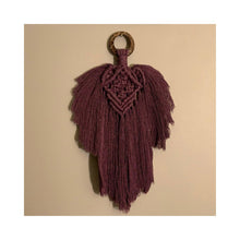 Load image into Gallery viewer, Raven is a beautiful macrame feather that’s the perfect accent for your wall. The ring has a gorgeous unique look as it’s made from coconut shell. You can mix and match any of the feathers or request them to be made in a variety of colors.