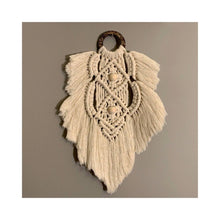 Load image into Gallery viewer, Nightingale is a beautiful macrame feather that’s the perfect accent for your wall. The ring has a gorgeous unique look as it’s made from coconut shell. You can mix and match any of the feathers or request them to be made in a variety of colors.