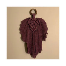 Load image into Gallery viewer, Raven is a beautiful macrame feather that’s the perfect accent for your wall. The ring has a gorgeous unique look as it’s made from coconut shell. You can mix and match any of the feathers or request them to be made in a variety of colors.

