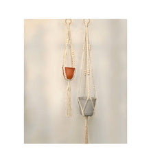 Load image into Gallery viewer, Sophia is now available in the Mini Collection is great for smaller planted pots. Mix and match the mini macrame plant hangers with our Golden Collection to create an eye pleasing dimensional display of your favorite plants.
